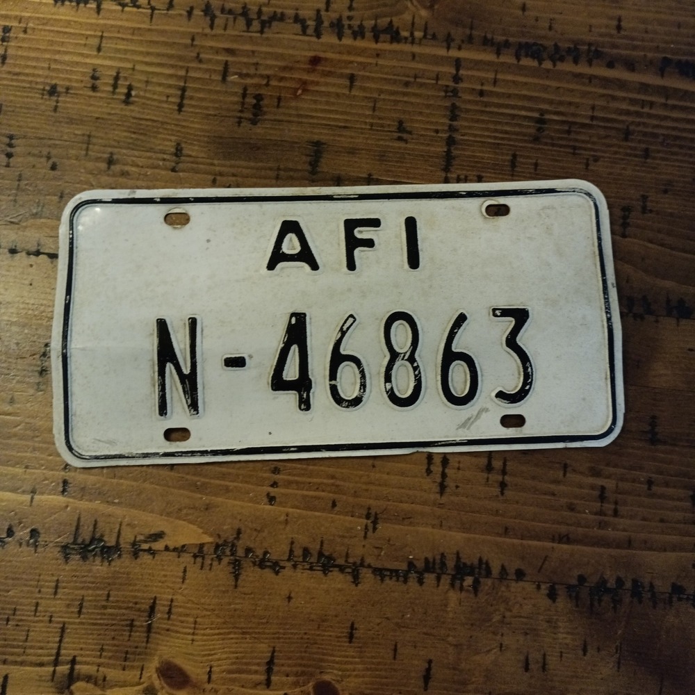 Vintage US Forces in Italy AFI Military License Plate N-46863 White Black a1